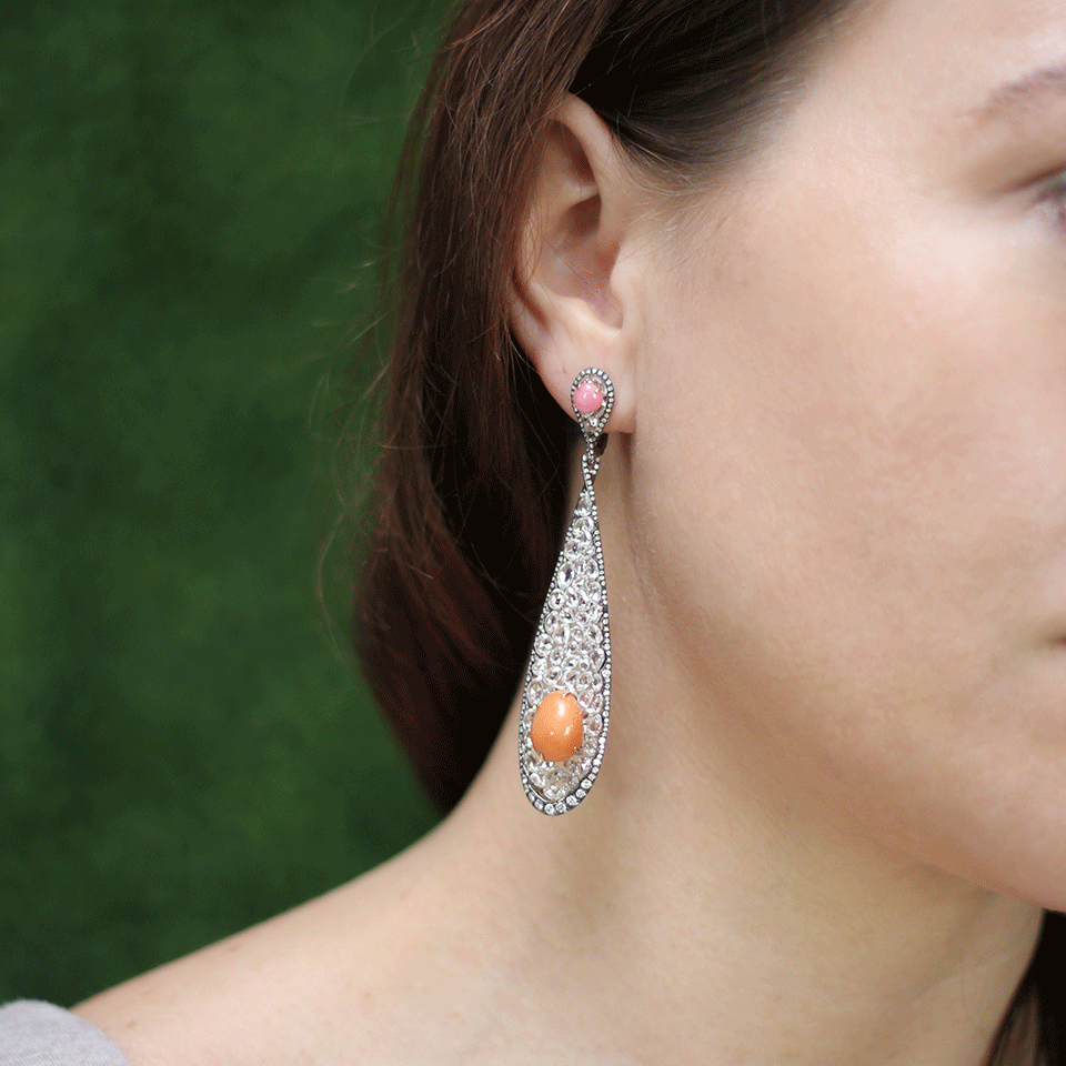 ARUNASHI-Conch Pearl And Diamond Earrings-BLKGOLD