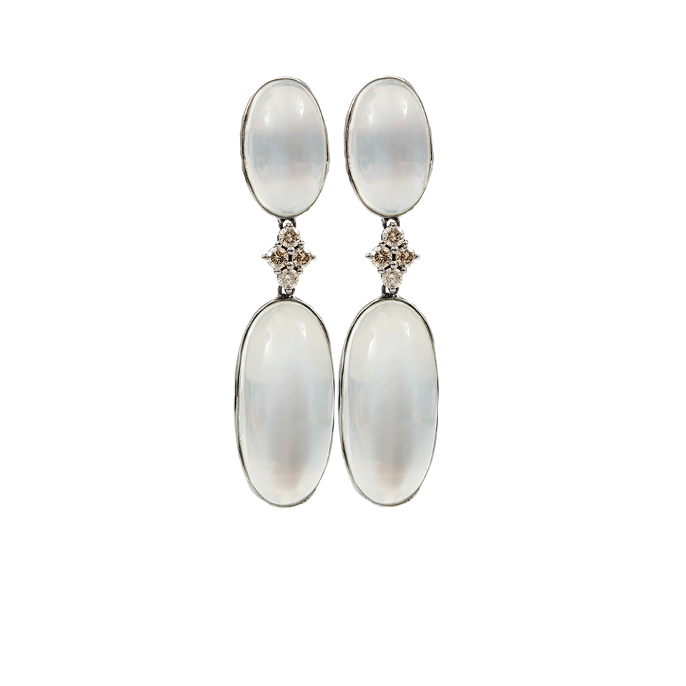 ARUNASHI-Silver Moonstone And Diamond Drop Earrings-BLKGOLD