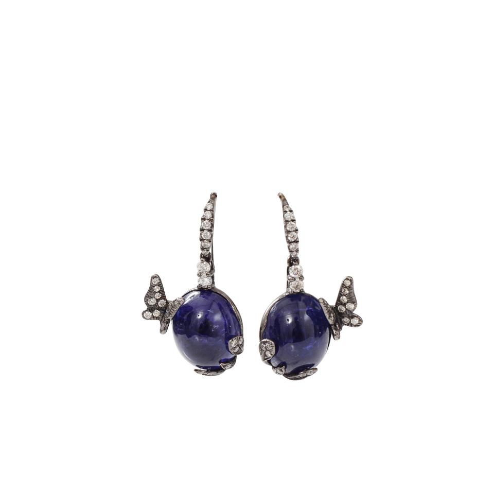 ARUNASHI-Tanzanite And Diamond Butterfly Earrings-BLKGOLD