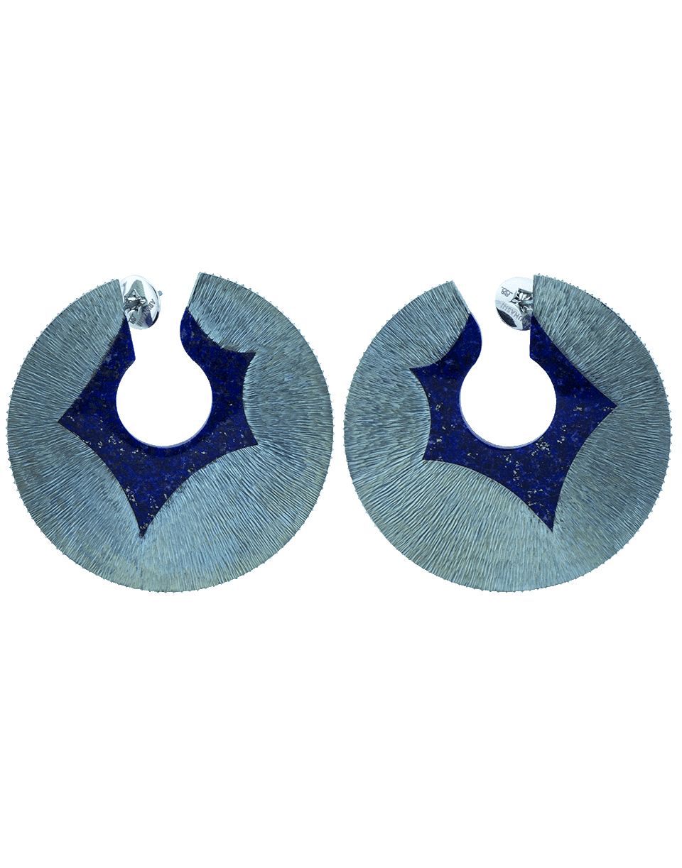 ARUNASHI-Large Paper Lapis Hoop Earrings-TITANIUM