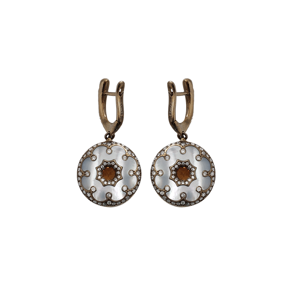 ARUNASHI-Mother Of Pearl Sapphire Flower Earrings-TITANIUM