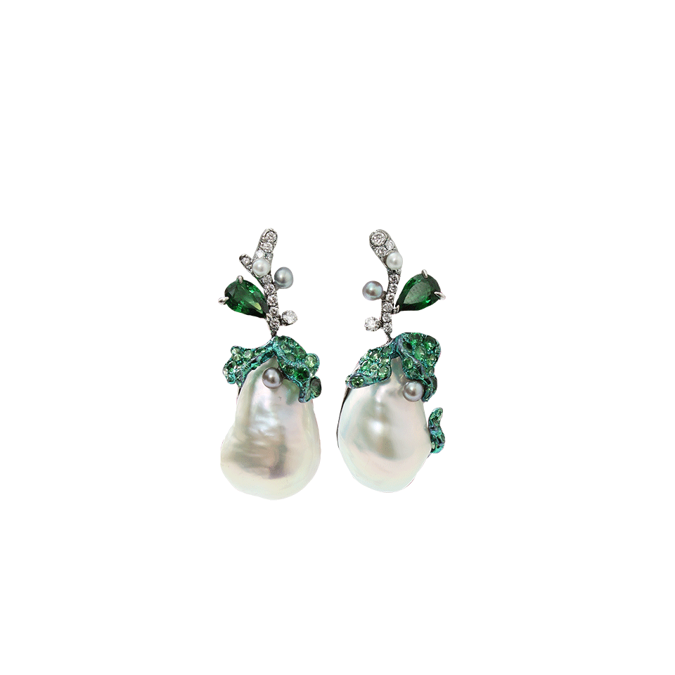 ARUNASHI-South Sea Pearl Earrings-TITANIUM