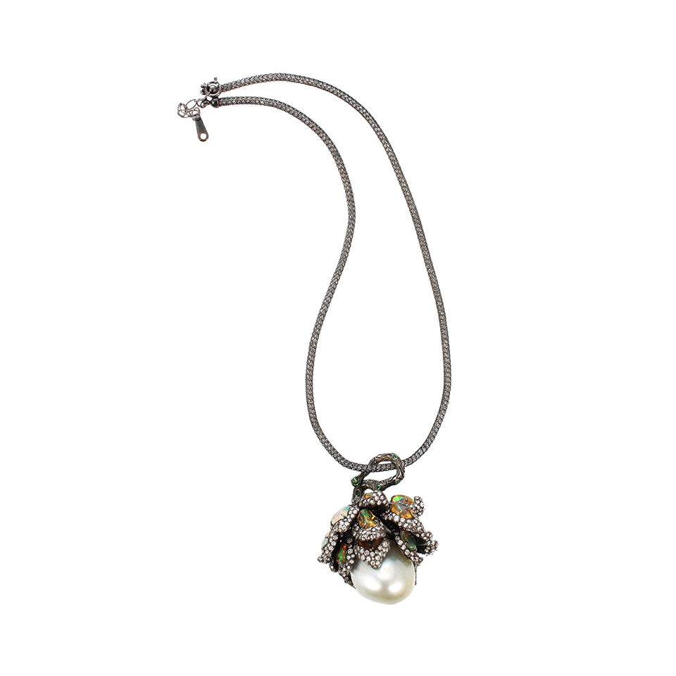 ARUNASHI-Crystal Wrapped Black Gold Necklace-BLKGOLD
