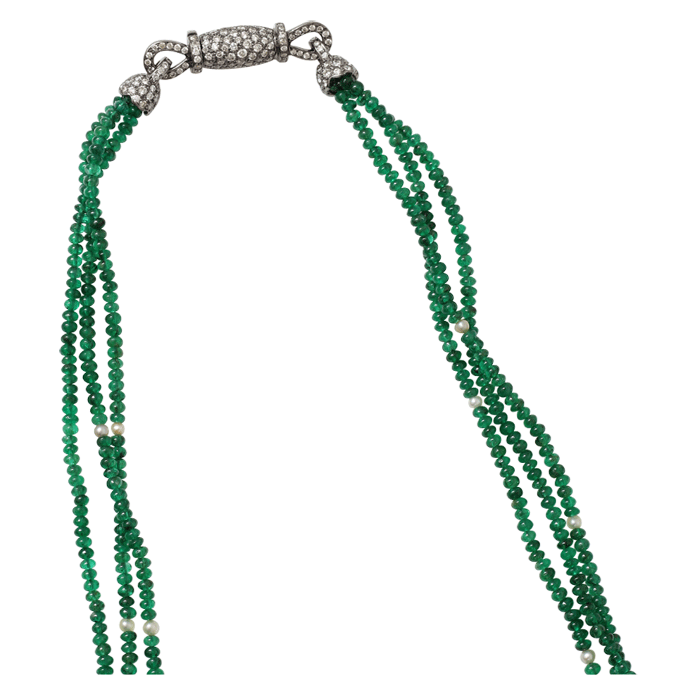 ARUNASHI-Emerald And Opal Flower Necklace-BLKGOLD