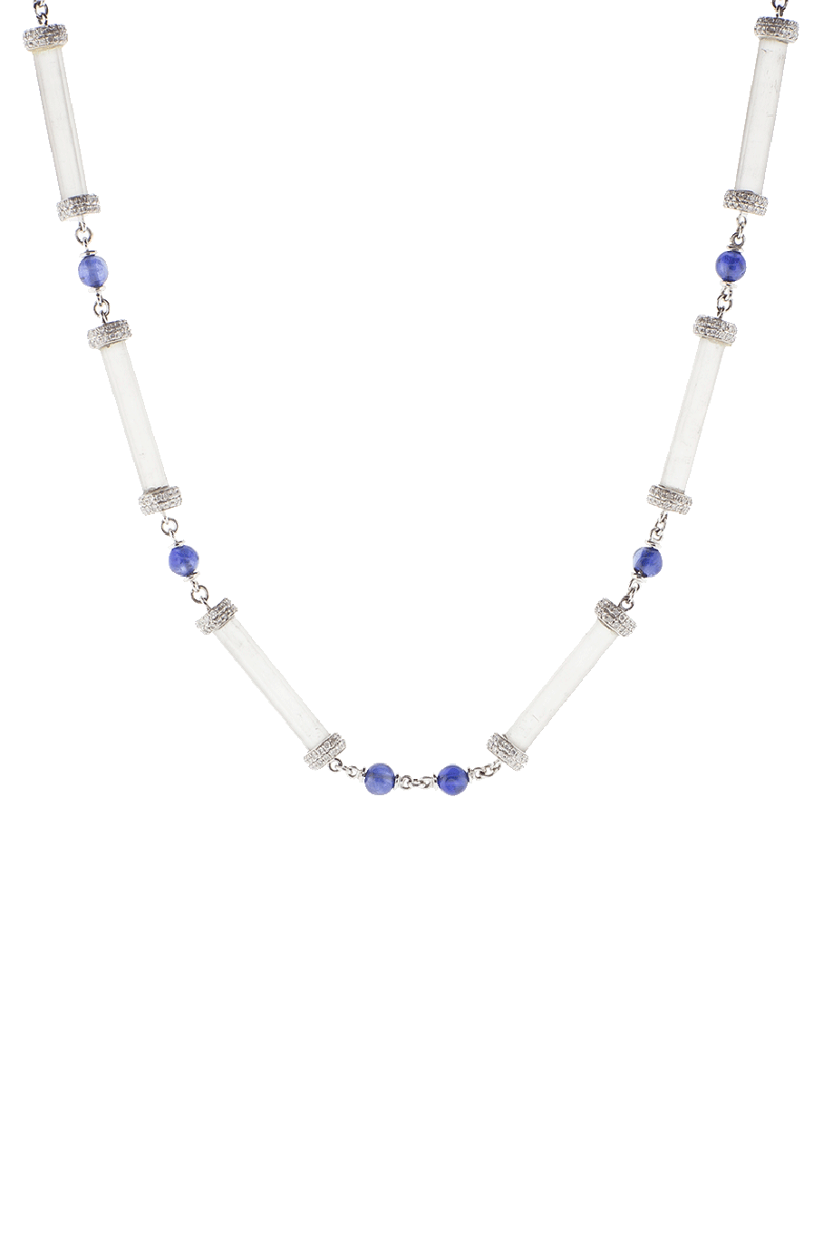 ARUNASHI-Crystal Necklace With Sapphire And Diamonds-WHITE GOLD