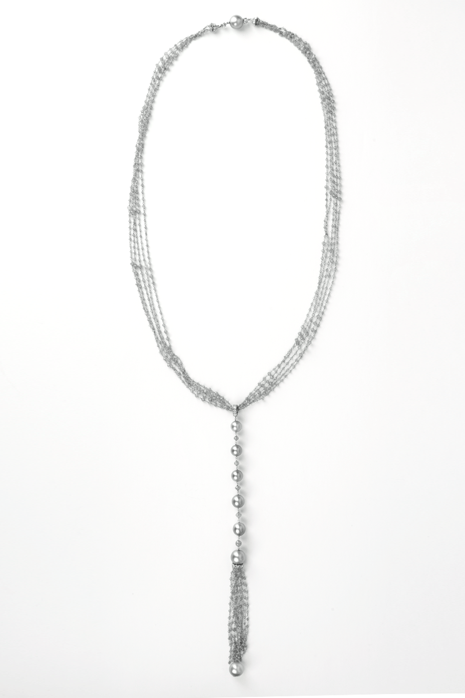 ARUNASHI-Silver South Sea Pearl Wrap Necklace-WHITE GOLD