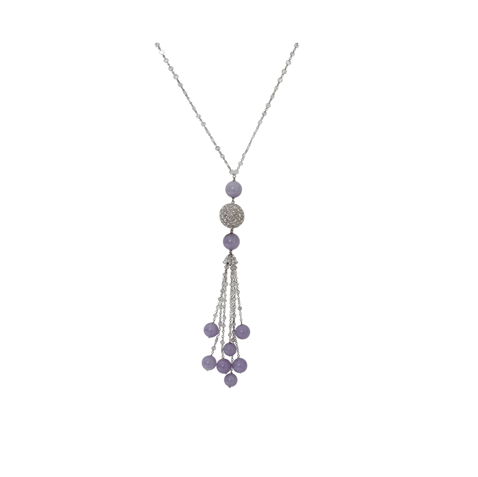 ARUNASHI-Lavender Jade Tassle Necklace-WHITE GOLD