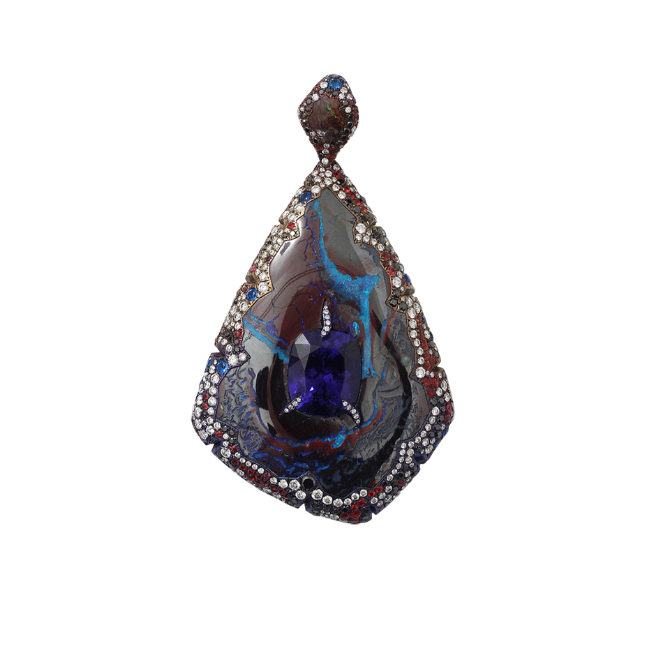 ARUNASHI-Tanzanite And Sapphire Pendant-TITANIUM