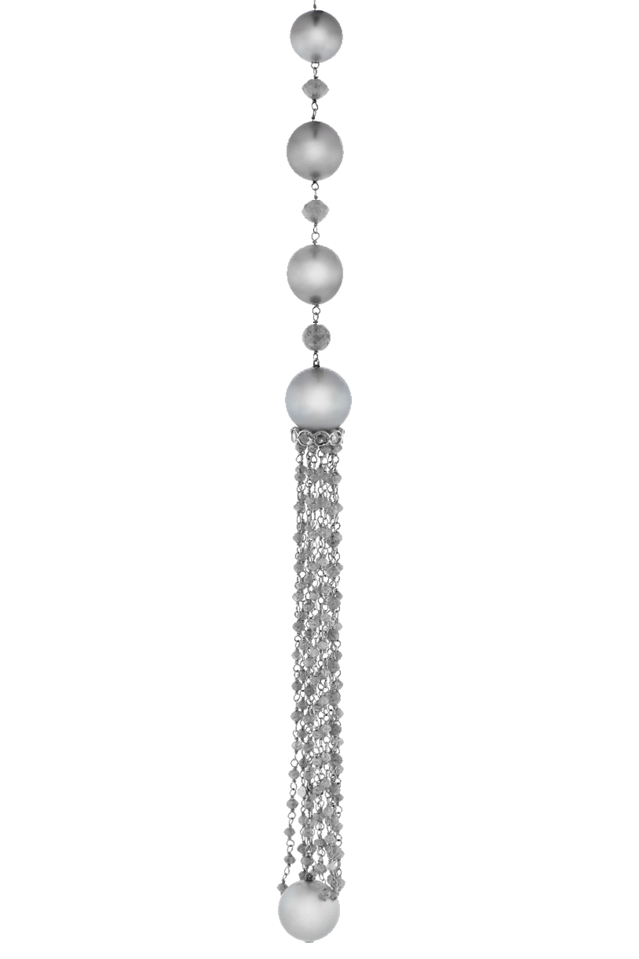 ARUNASHI-Silver South Sea Pearl Tassel-WHITE GOLD