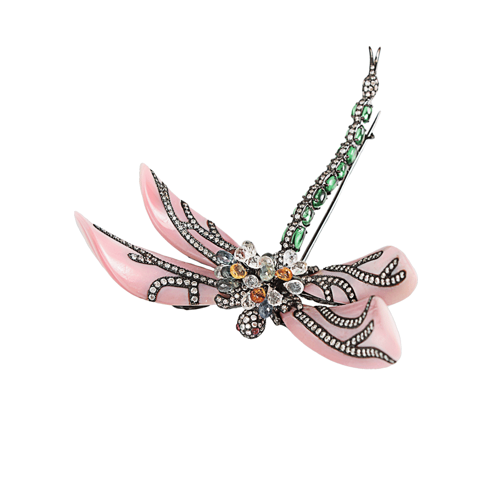 ARUNASHI-Conch Shell Dragonfly Brooch-BLK GOLD