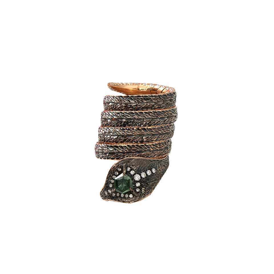 ARUNASHI-Green Diamond Cobra Wrap Ring-ROSE GOLD