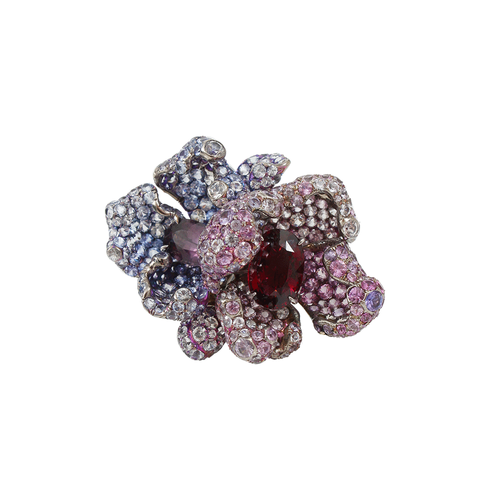 ARUNASHI-Sapphire Flower Ring-TITANIUM