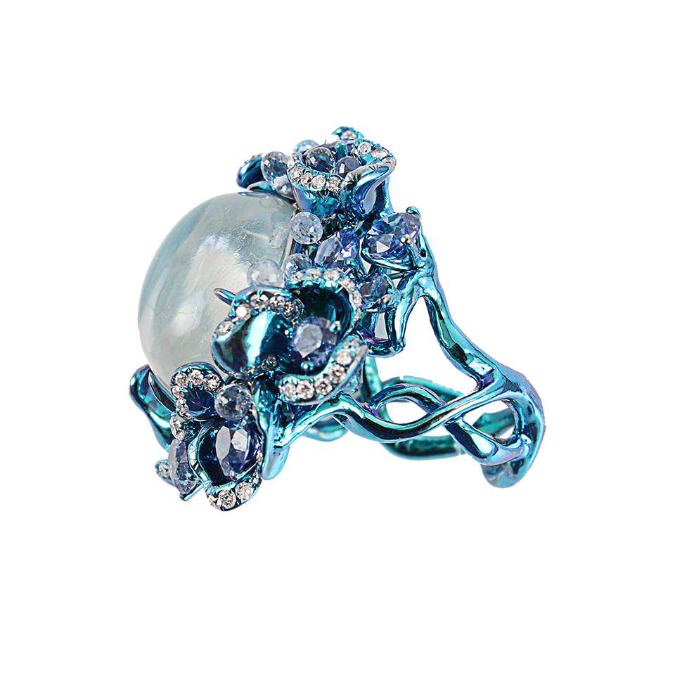 ARUNASHI-Blue Moonstone Ring-TITANIUM