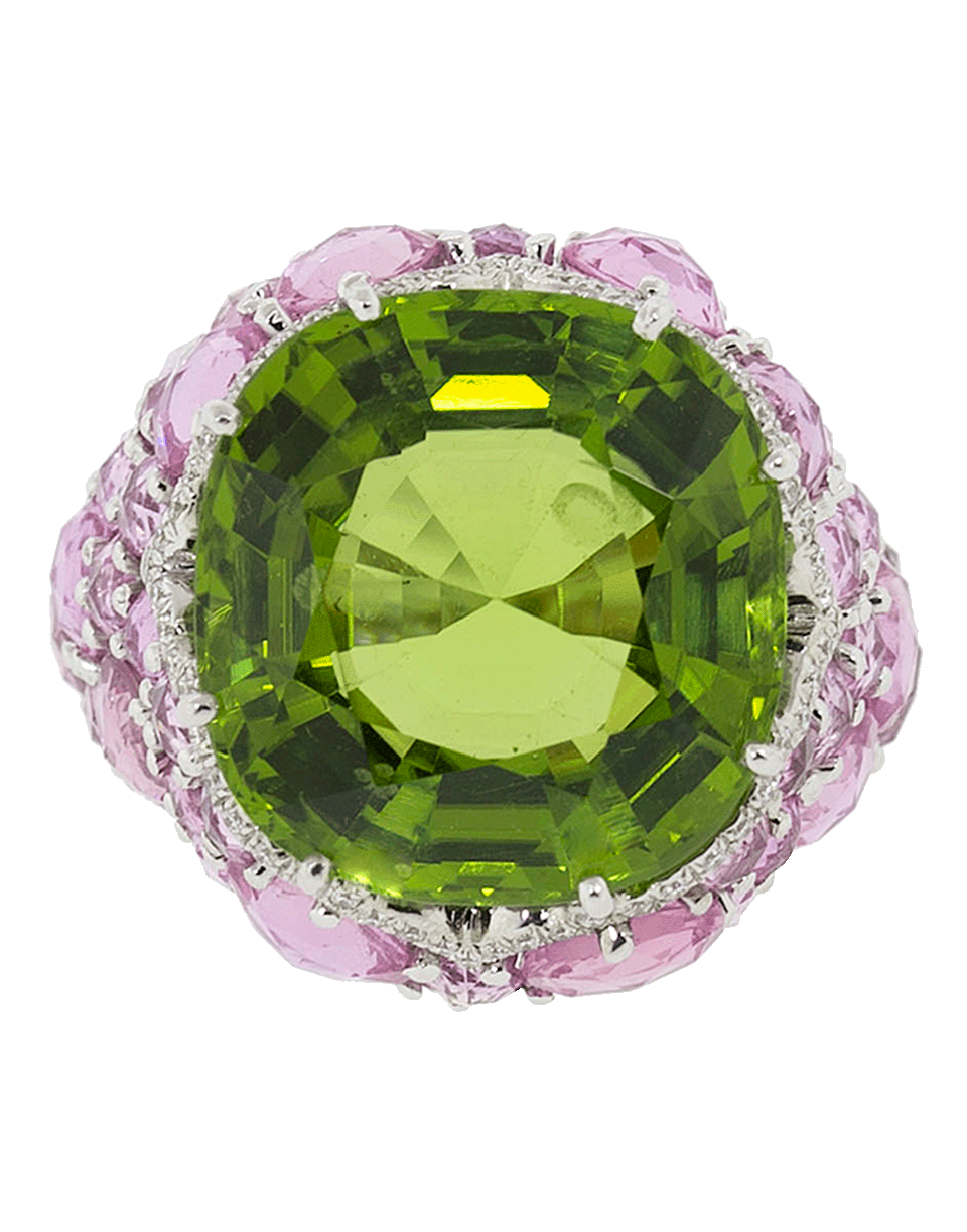 ARUNASHI-Peridot And Pink Sapphire Ring-WHITE GOLD
