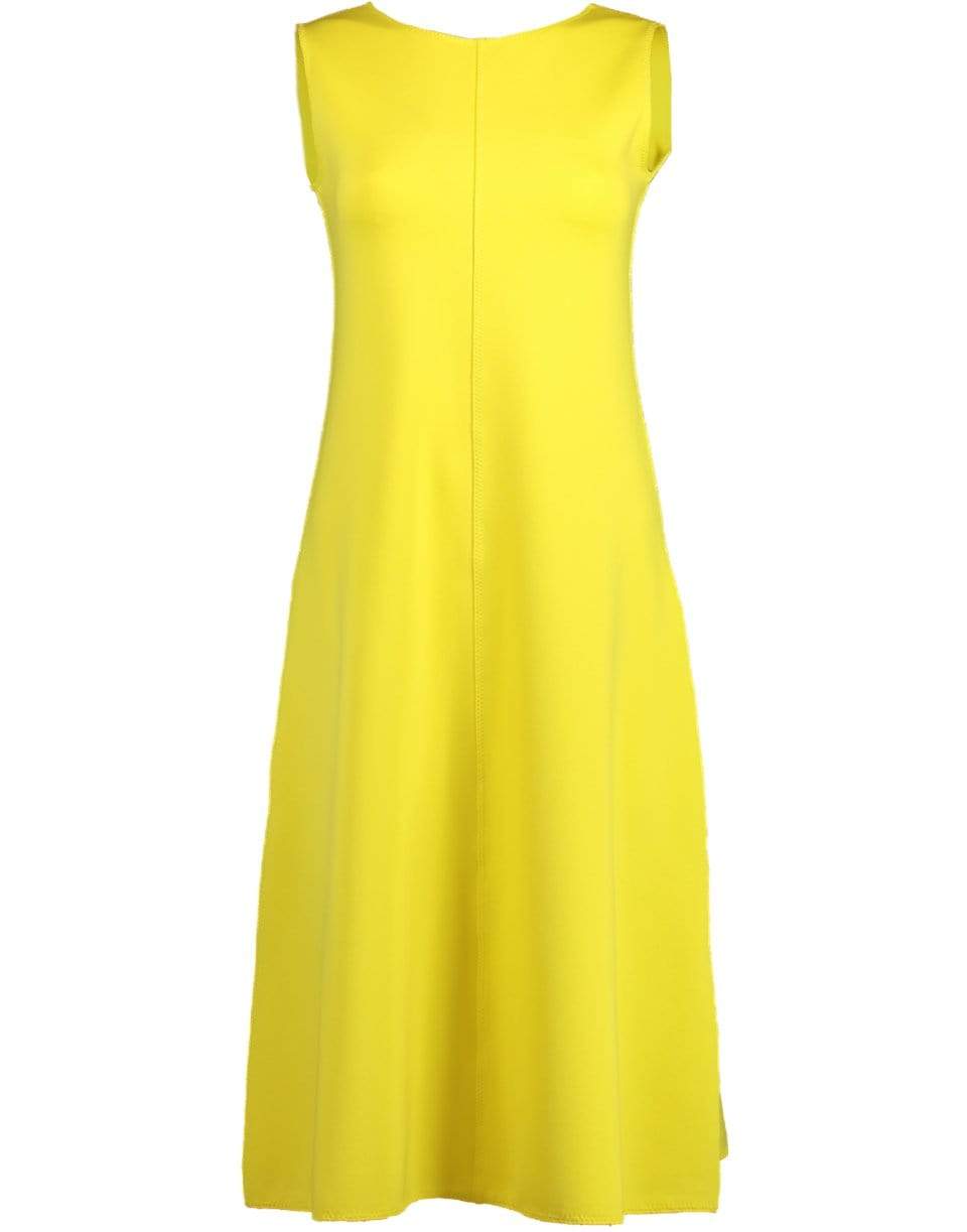 ASPESI-Yellow Sleeveless A-Line Crewneck Dress-