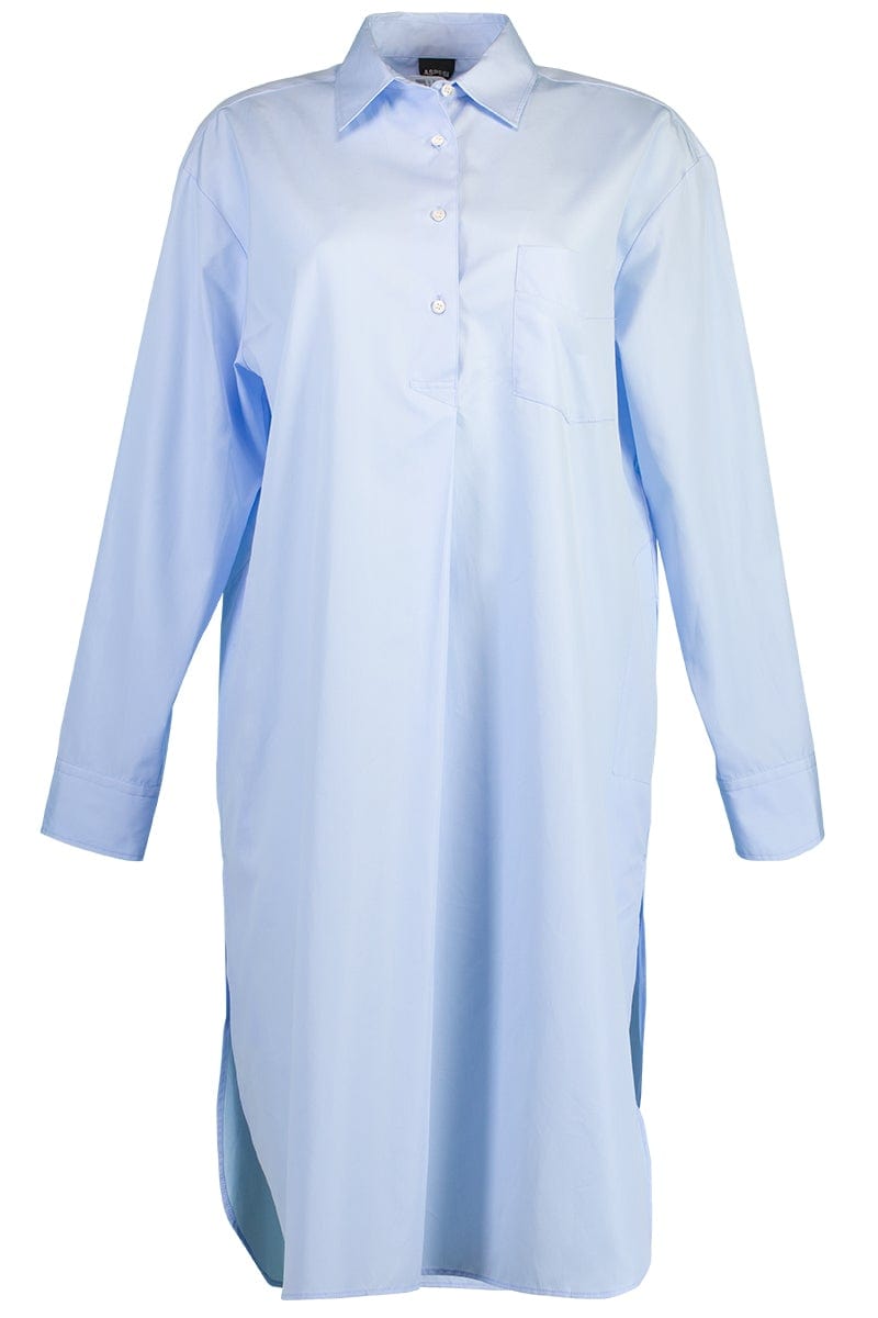ASPESI-Long Sleeve Cotton Tunic - Sky Blue-