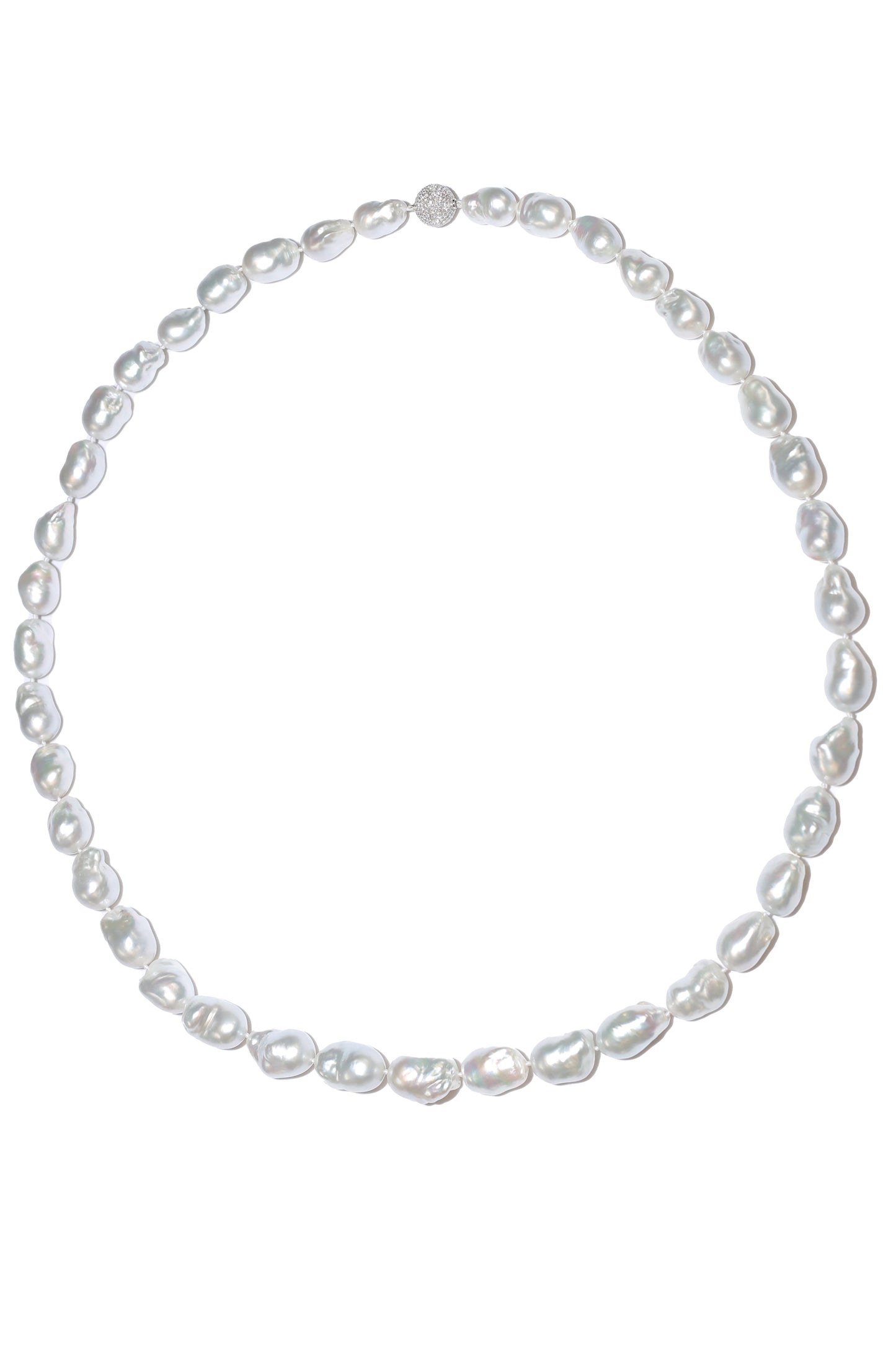 ASSAEL-Baroque South Sea Pearl Diamond Clasp Necklace-WHITE GOLD