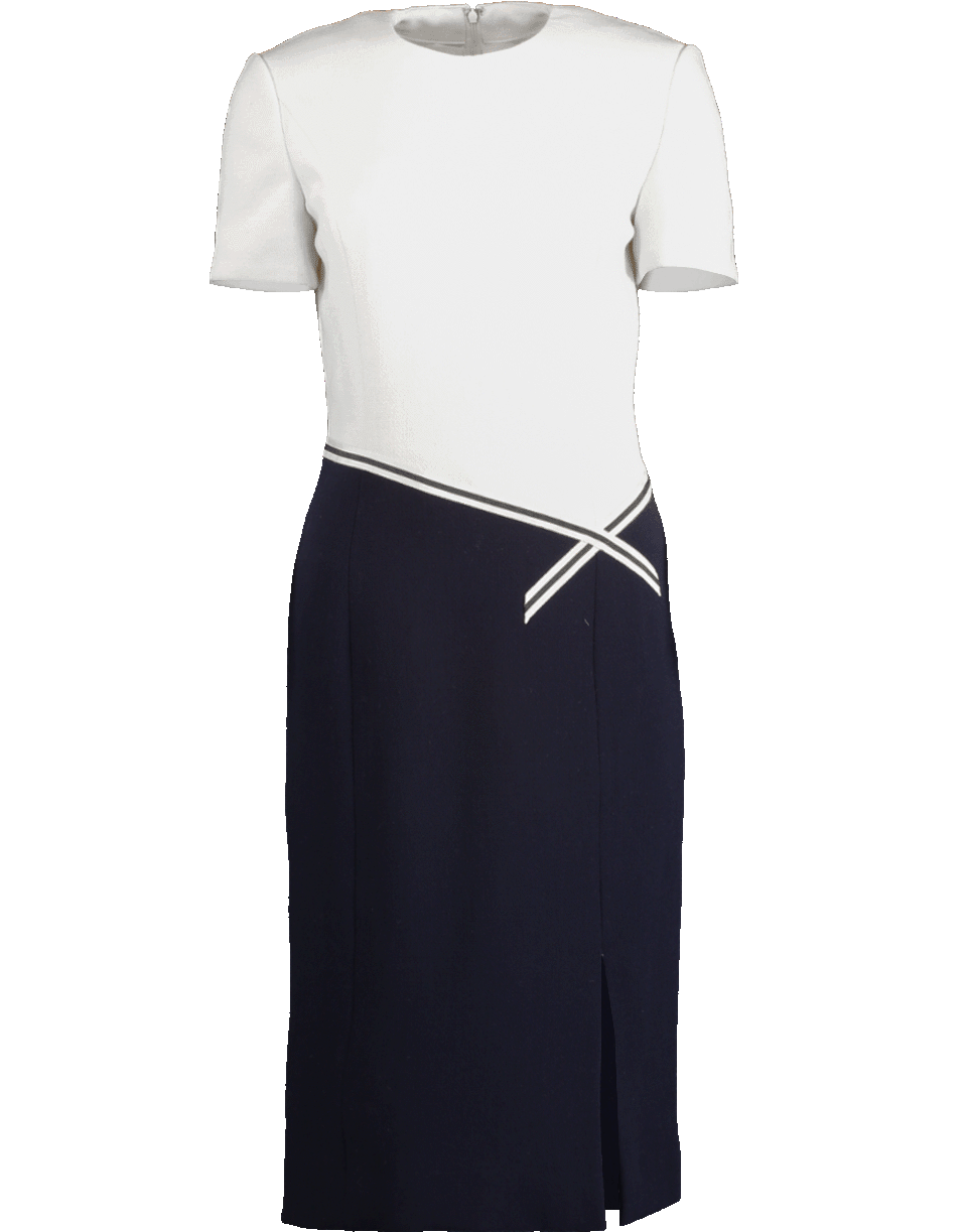 ATELIER HERVE PIERRE-Dual Color Dress with Waist Detail-