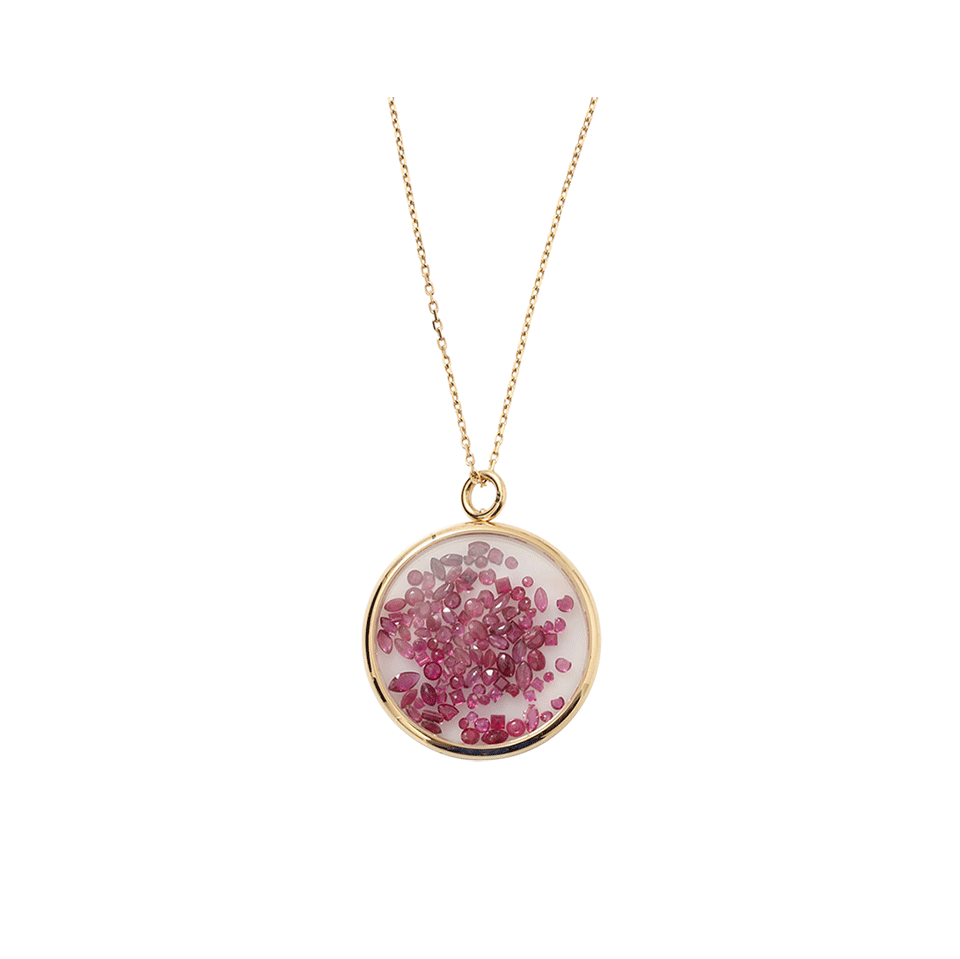 AURELIE BIDERMANN-Large Ruby Chivor Medallion Necklace-YELLOW GOLD