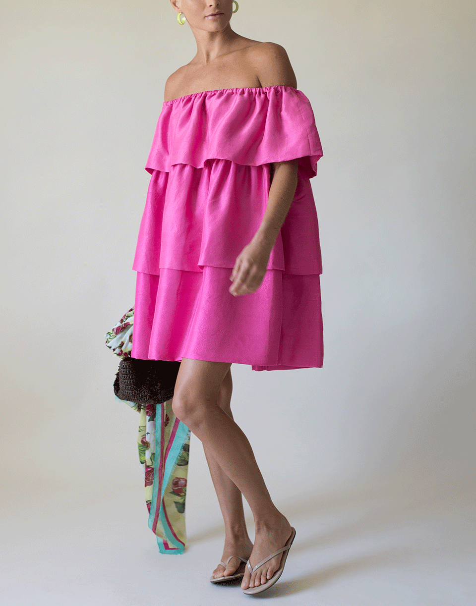 AZEEZA-Kamilla Raw Silk Bubblegum Dress-