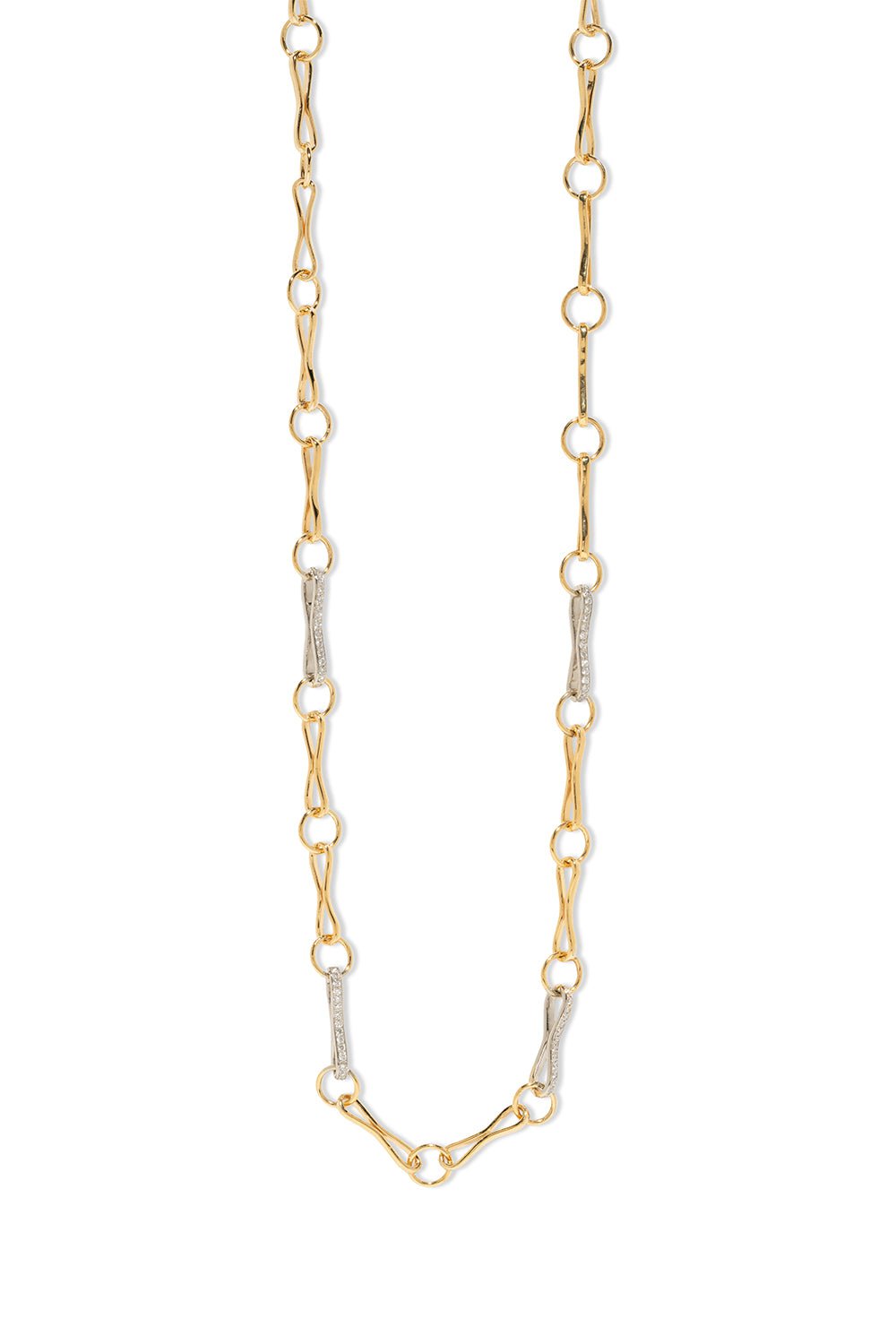 AZLEE-Large Pave Circle Link Chain 20"-YELLOW GOLD