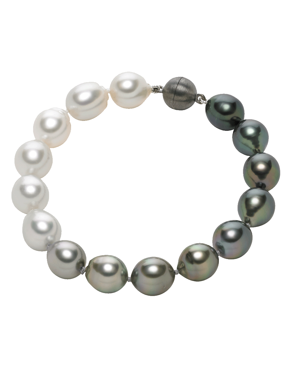 BAGGINS-Ombre Tahitian And White Pearl Bracelet-SILVER