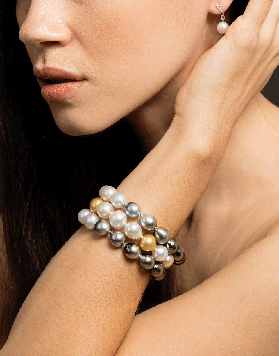 BAGGINS-Ombre Tahitian And White Pearl Bracelet-SILVER