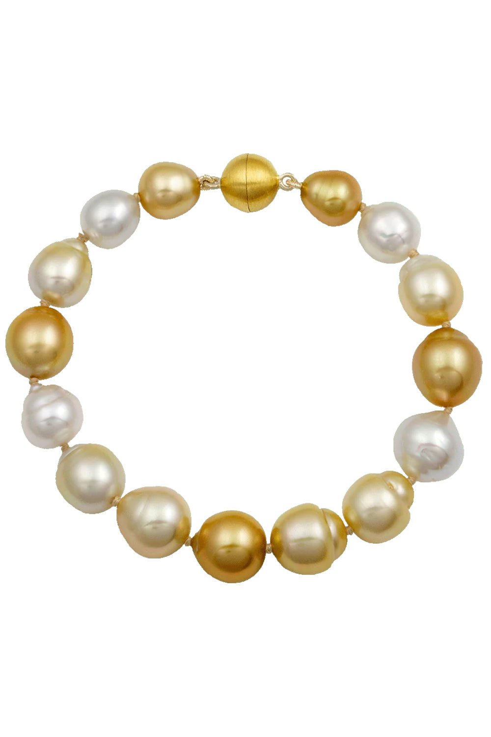 BAGGINS-Gold And White South Sea Pearl Bracelet-YELLOW GOLD