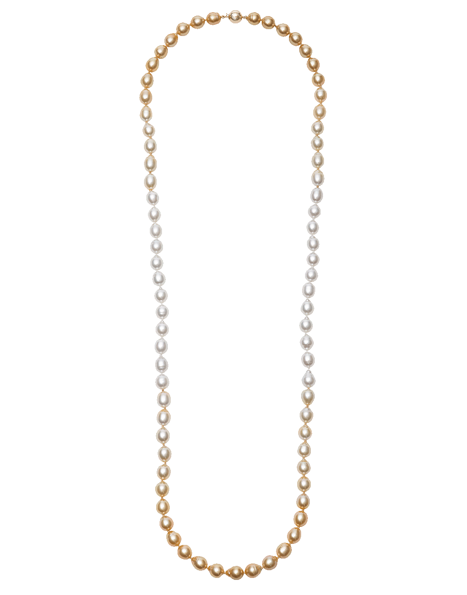 BAGGINS-Gold And White South Sea Pearl Necklace-YELLOW GOLD