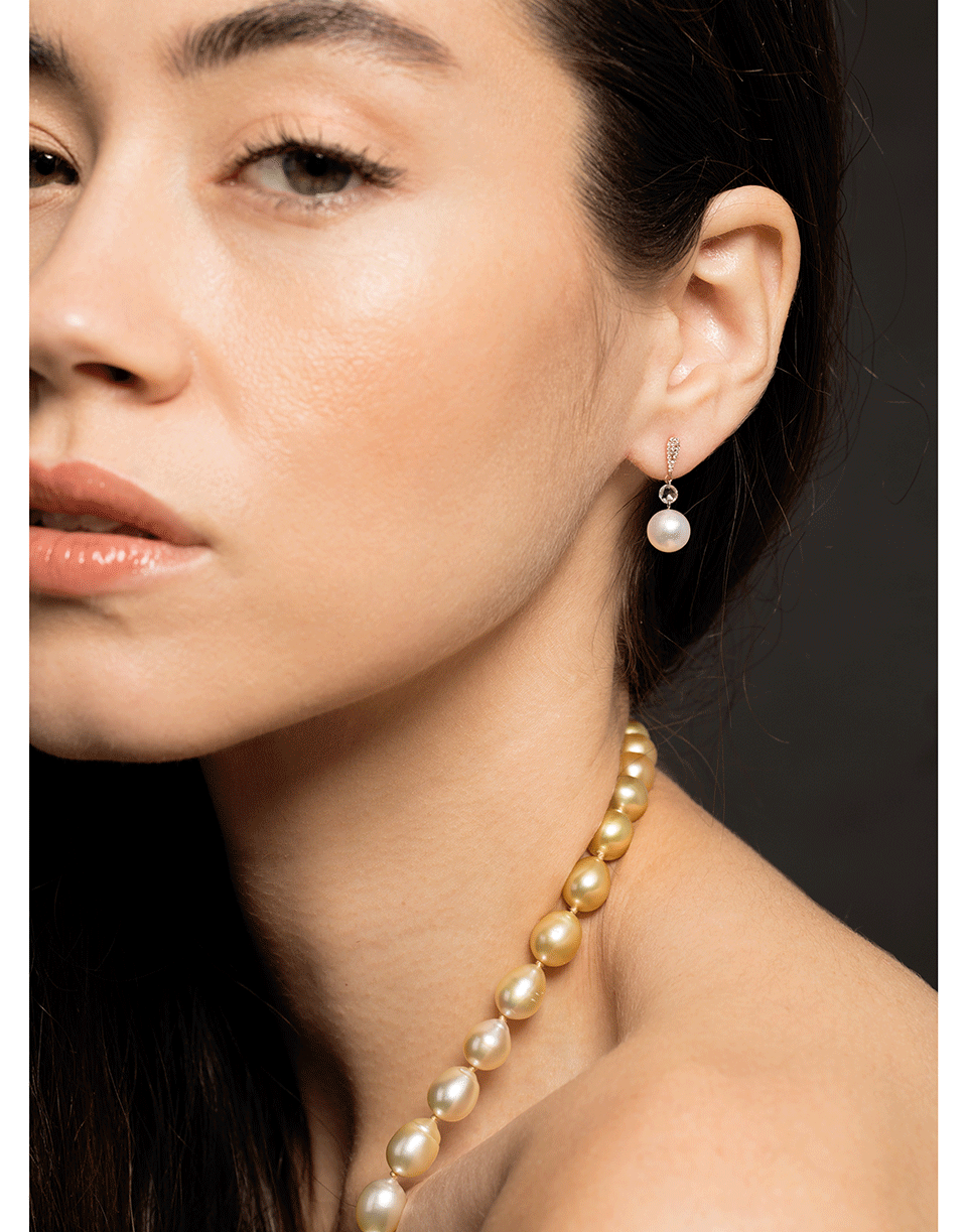 BAGGINS-White Pearl and Rosecut Diamond Drop Earrings-ROSE GOLD