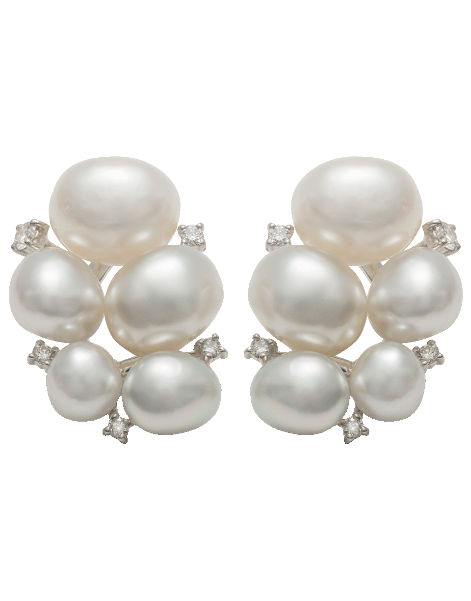 BAGGINS-South Sea Keshi Pearl Stud Earrings-WHITE GOLD