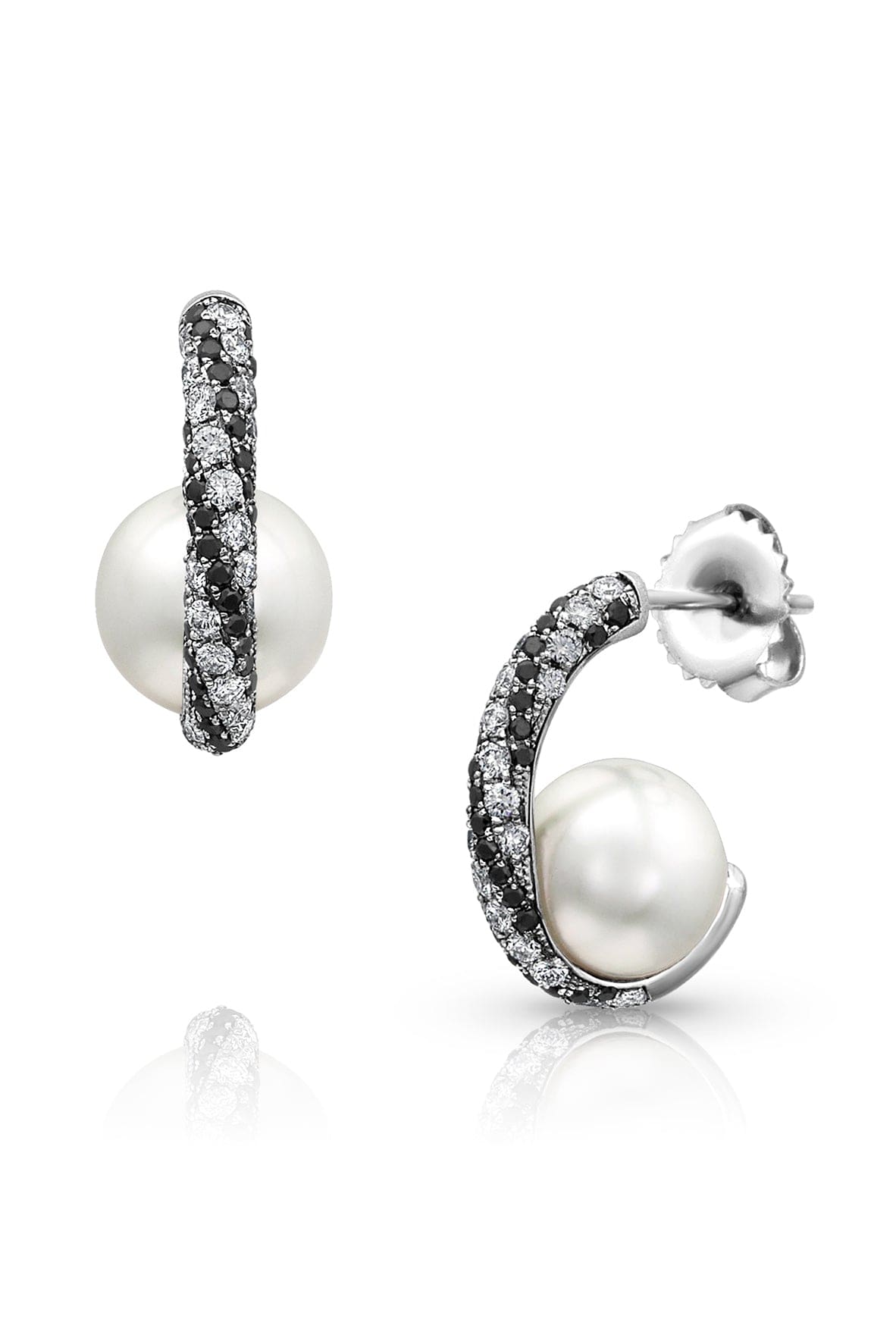 BAGGINS-South Sea Pearl Twist Earrings-WHITE GOLD