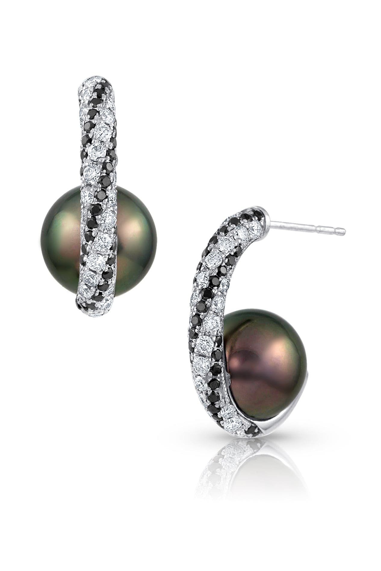 BAGGINS-Tahitian Pearl Twist Earrings-WHITE GOLD