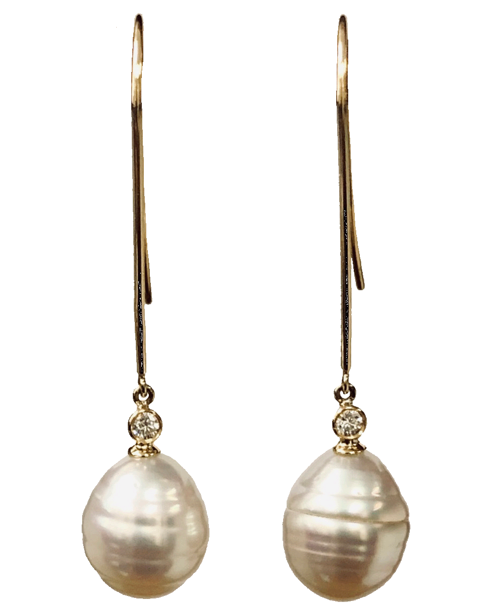 BAGGINS-South Sea Pearl Drop Hook Earrings-YELLOW GOLD