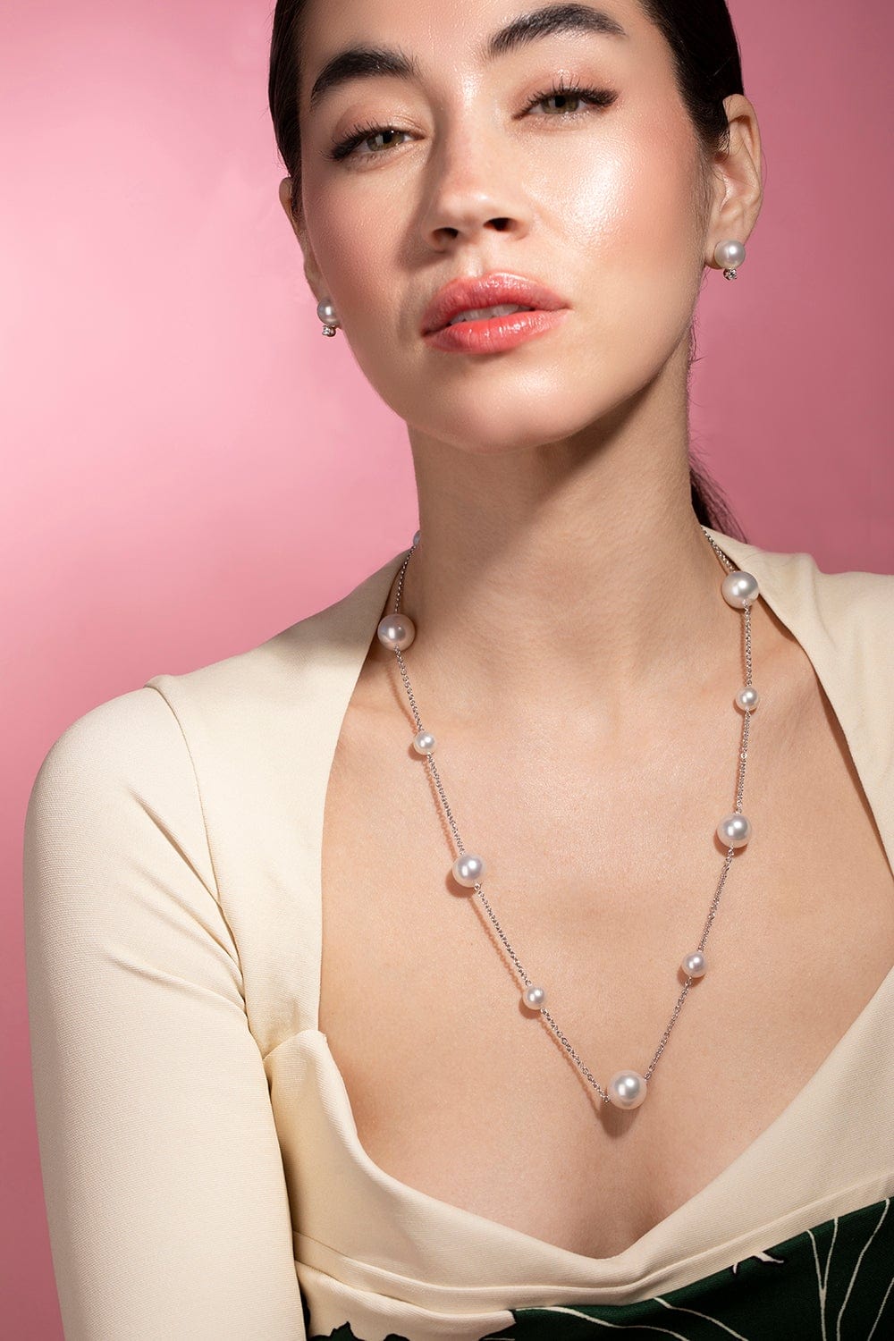 BAGGINS-South Sea Pearl Chain Necklace-WHITE GOLD