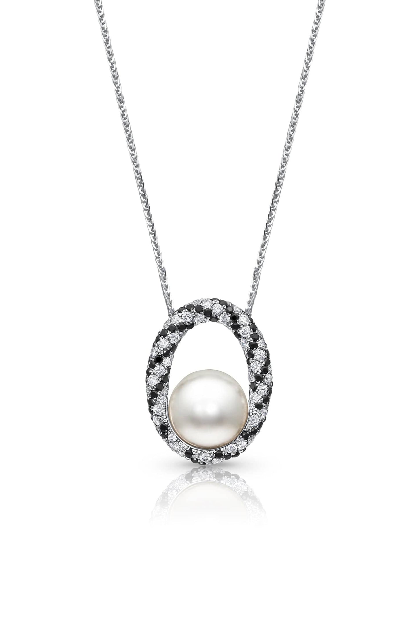 BAGGINS-South Sea Pearl Twist Pendant Necklace-WHITE GOLD