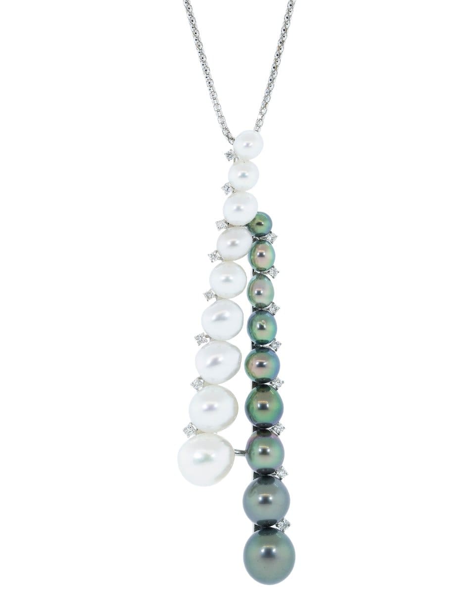 BAGGINS-Tahitian and White South Sea Pearl Diamond Necklace-WHITE GOLD
