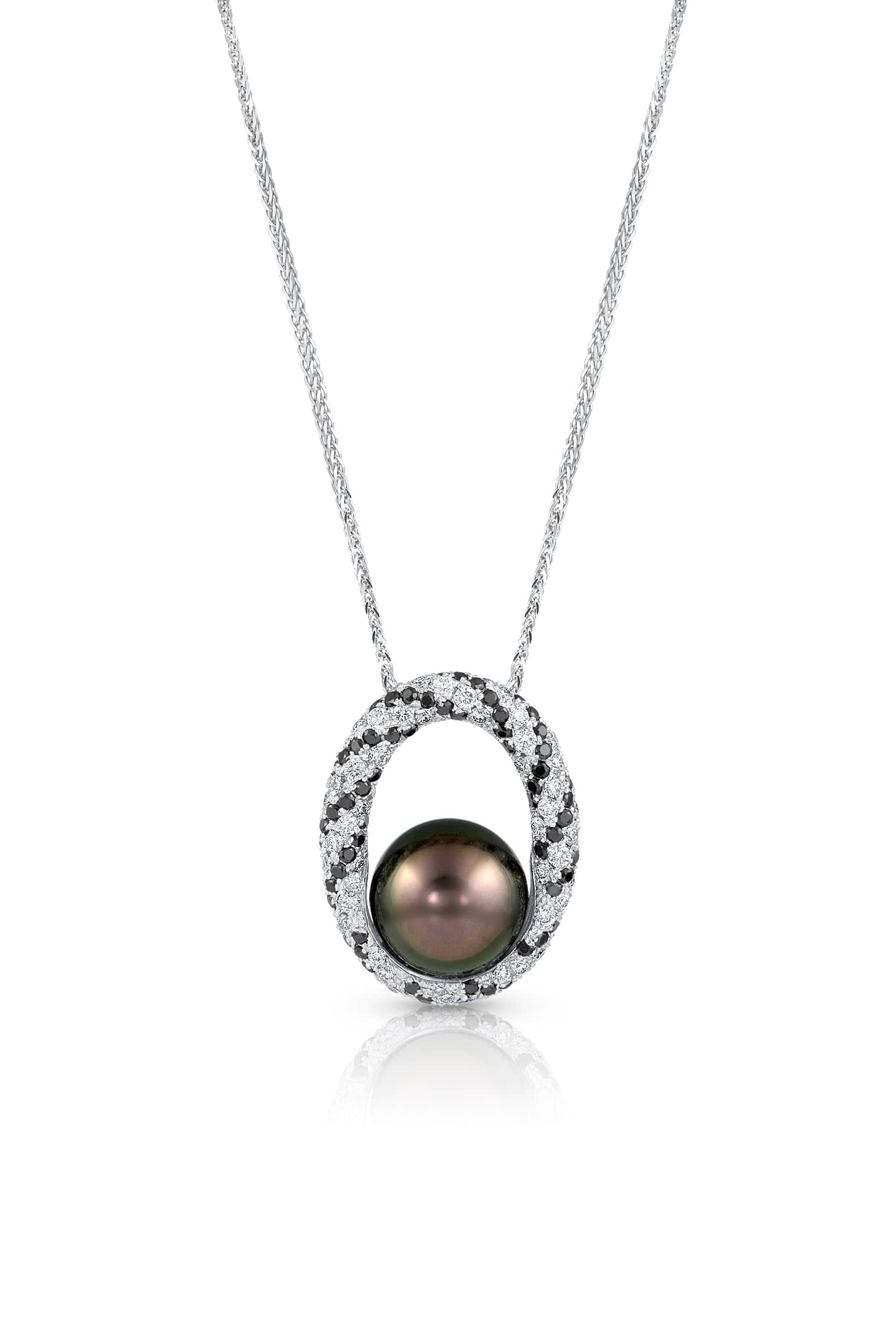 BAGGINS-Tahitian Pearl Twist Pendant Necklace-WHITE GOLD