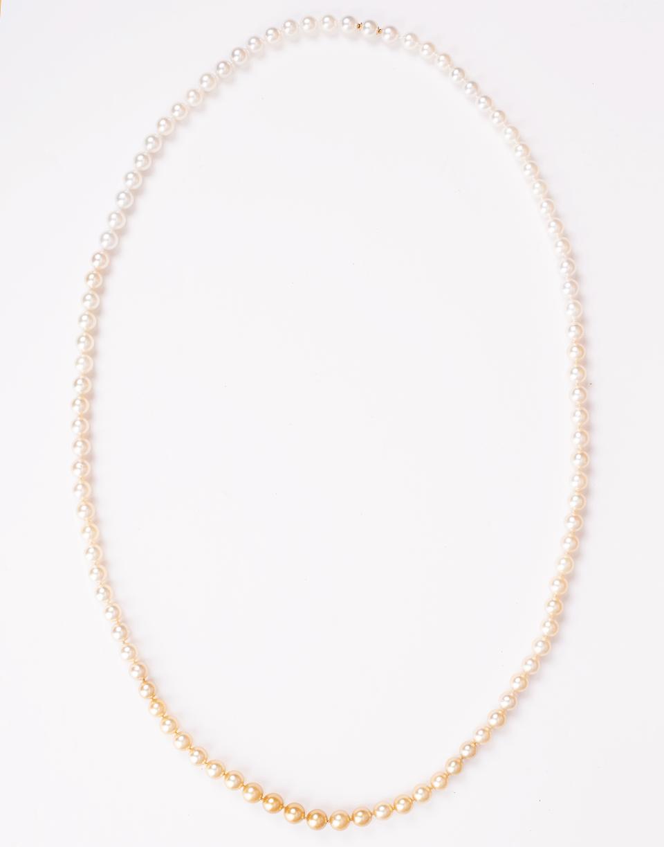 BAGGINS-White and Golden South Sea Pearl Necklace-YELLOW GOLD