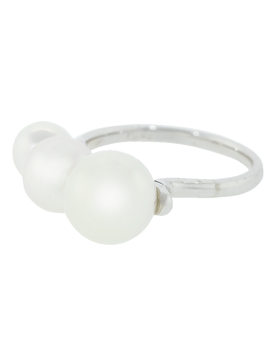 BAGGINS-Three White Akoya Pearl Bar Ring-WHITE GOLD
