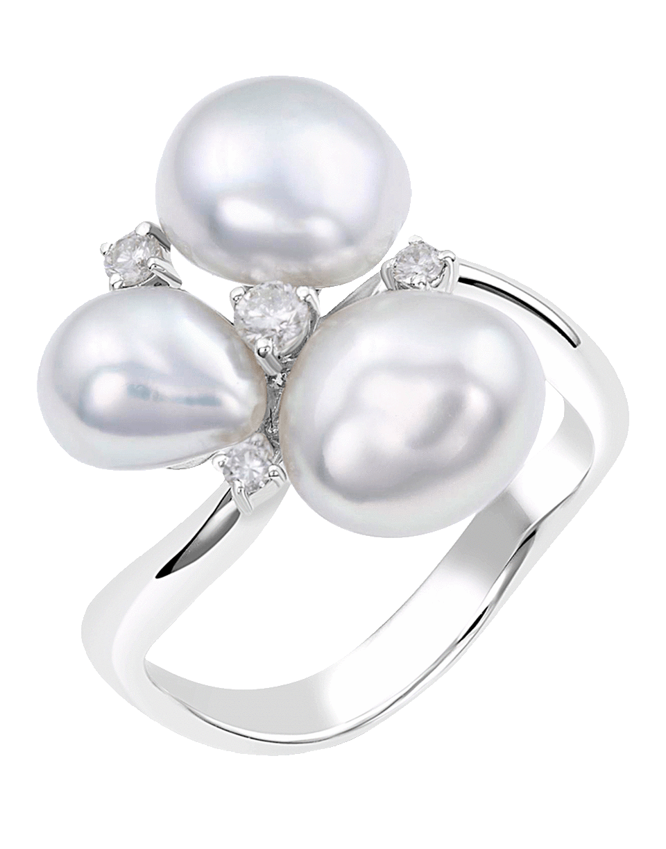 BAGGINS-Three White South Sea Pearl Cluster Ring-WHITE GOLD