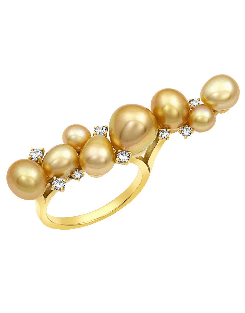 Golden Pearl and Diamond Cluster Bar Ring JEWELRYFINE JEWELRING BAGGINS   