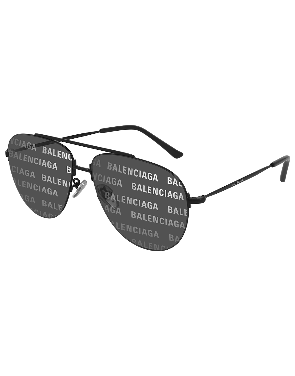 BALENCIAGA-Metal Sunglasses With Logo Lens-BLACK