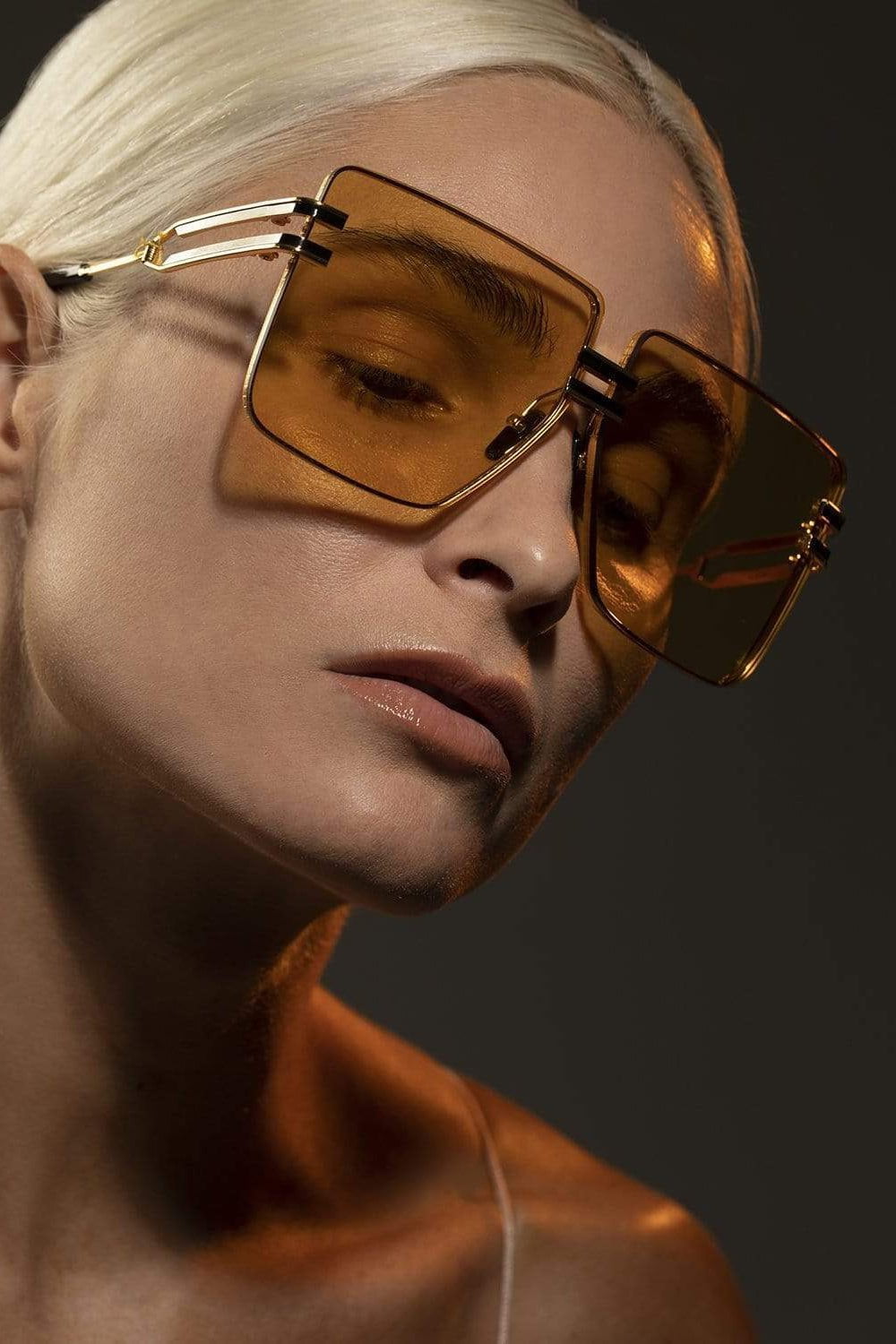 BALMAIN-Gendarme Gold and Amber Unisex Sunglasses-GLD/BLK