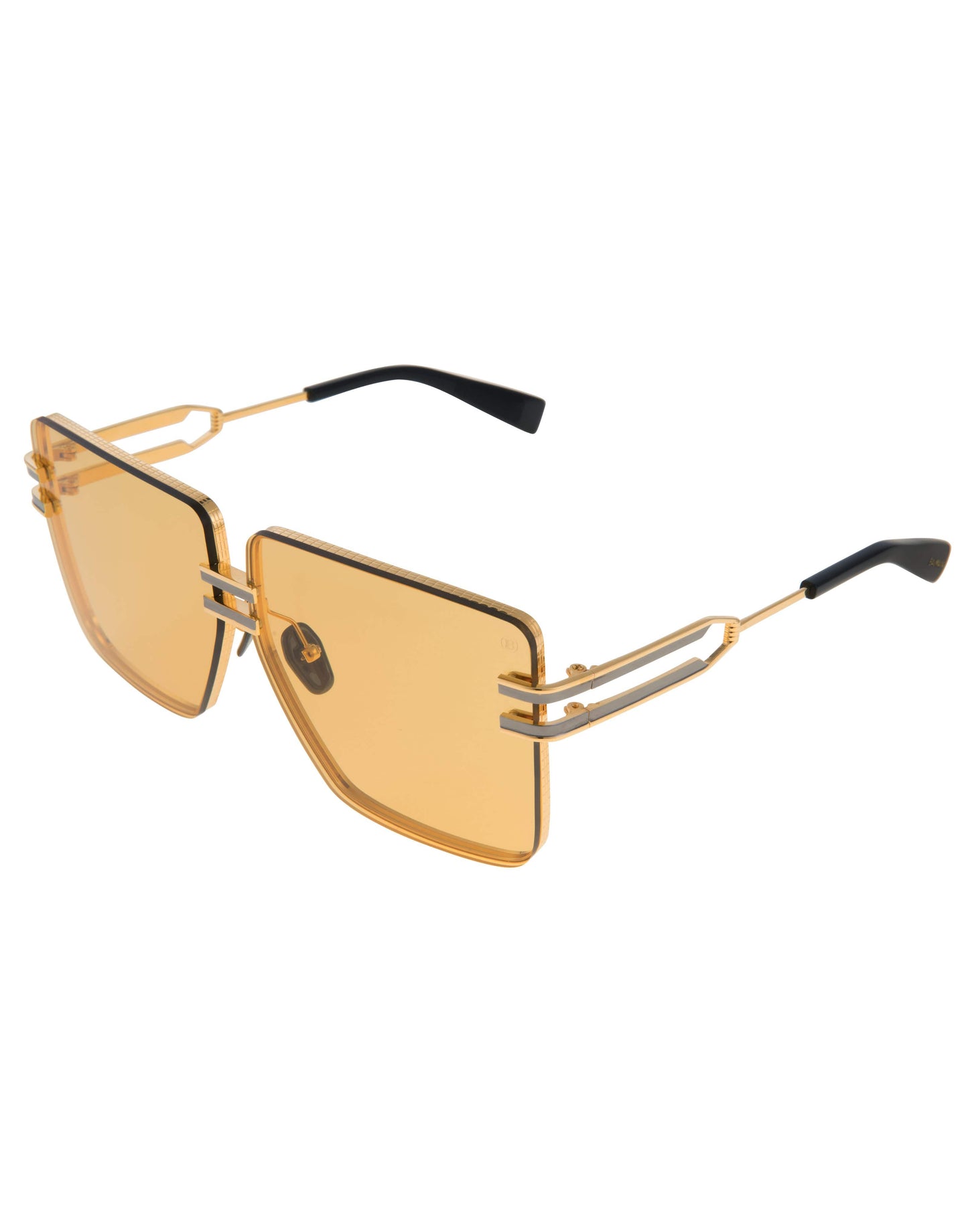 BALMAIN-Gendarme Gold and Amber Unisex Sunglasses-GLD/BLK
