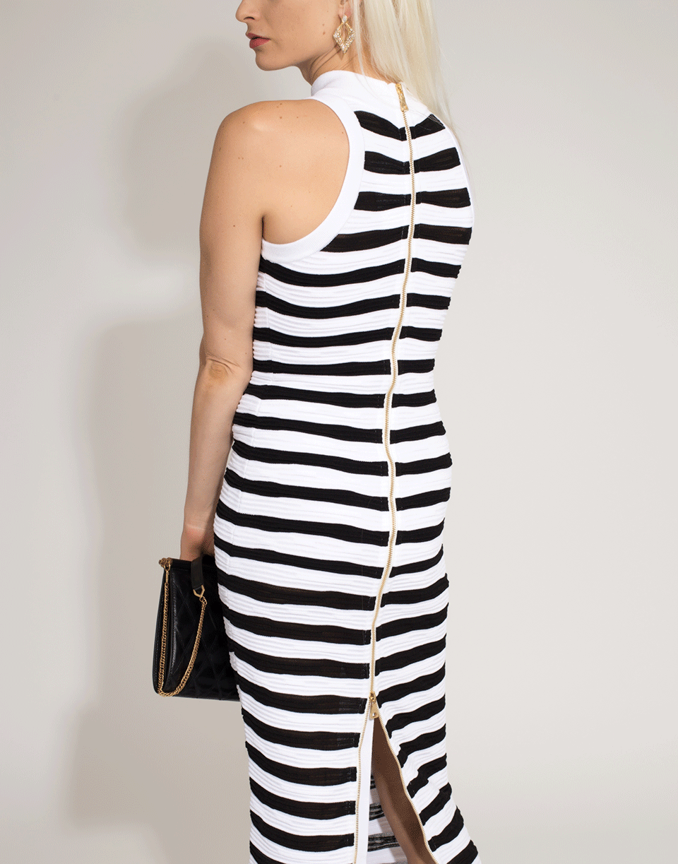 Long Striped Back Zip Dress CLOTHINGDRESSCASUAL BALMAIN   