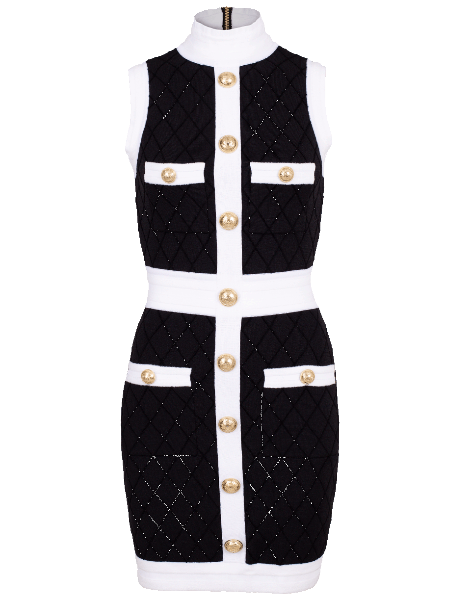 Sleeveless Diamond Quilted Dress CLOTHINGDRESSCASUAL BALMAIN   