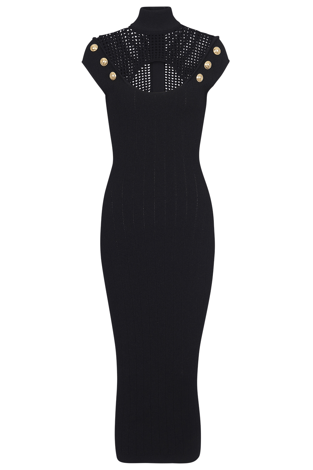 BALMAIN-Mesh Midi Dress-