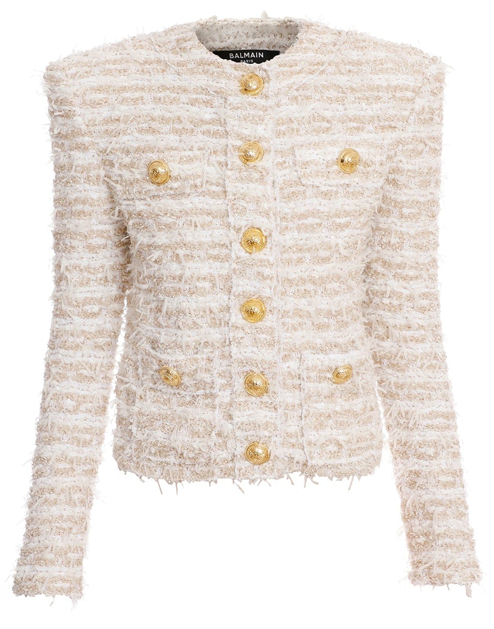 Collarless Lurex Tweed Jacket CLOTHINGJACKETCASUAL BALMAIN   