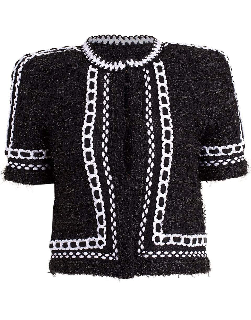 BALMAIN-Short Sleeve Collarless Knit Jacket-
